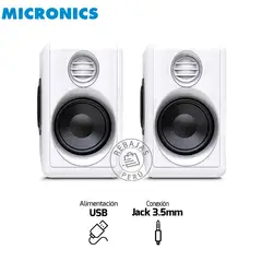 MICRONICS - Parlante 2.0 Iron S314W USB 3.5mm 10W RMS Blanco