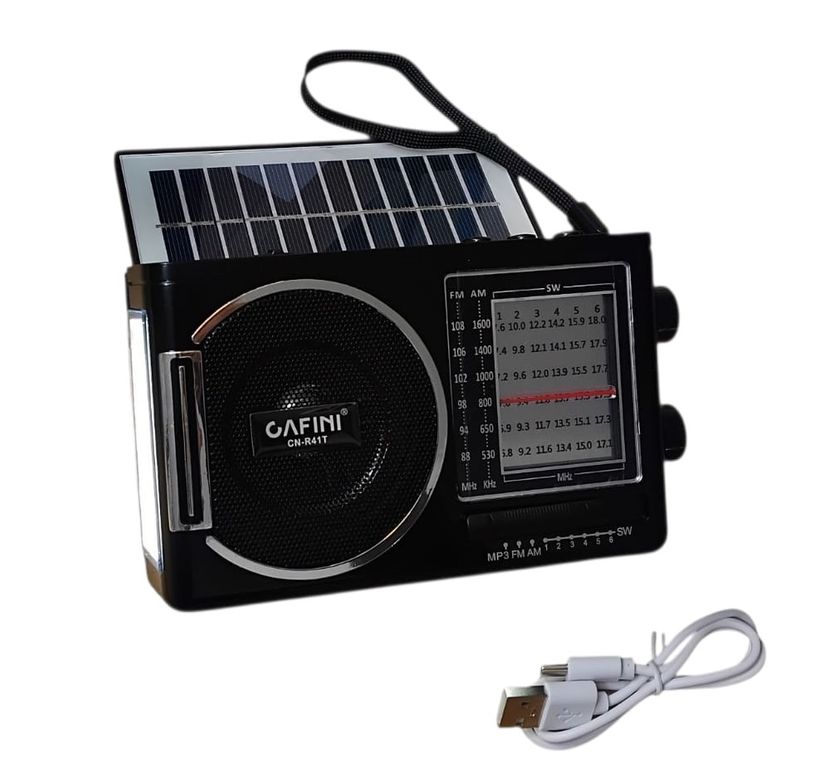 Radio Portatil Con Panel Solar Usb Linterna Bluetooth R41T