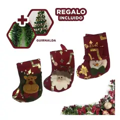 SKYBLOO - Botas para Navidad de Rojo y Dorado Y+Guirnalda Nav