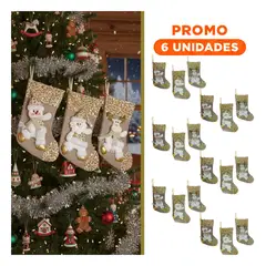 SKYBLOO - Pack6 Bota Navidad de 47cm de Set de 3 Dorado