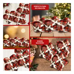 GENERICO - Bandeja Set 3 en Estrella con Bolas Rojas en Blanco