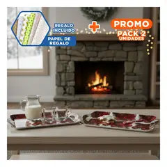 GENERICO - Pack2 Bandeja Navidena en Rojo Y+Papel Regalo