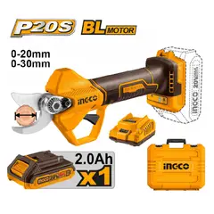 INGCO - TIJERA DE PODAR 20V 20MM/30MM 1 BATERÍA CON CARGADOR CSSLI203083