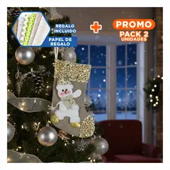 GENERICO - Pack2 Adorno Grande de Muñeco 47cm Dorado Y+Papel de Regalo