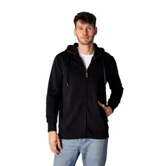 LENGA - Buzo Hombre con Capucha y Cierre - Algodón Orgánico Negro