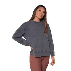 LENGA - Chompa Mujer Cuello Redondo Básico - Rayen Gris