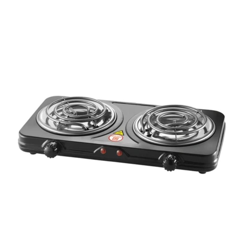 Cocina Electrica Aspiral 2 Hornillas Mesa Portatil Moderna Negro RAF