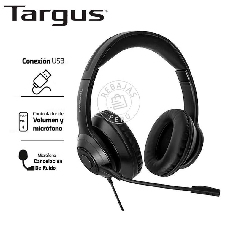Audífono B2B AEH102TT USB Estéreo Over-Ear Negro Con Micrófono