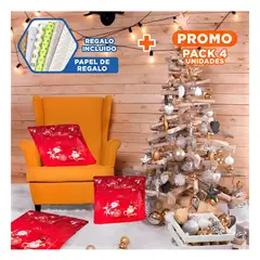 GENERICO - Pack4 Cobertor Lujoso Cojin Santa y Trineo Y+Papel de Regalo