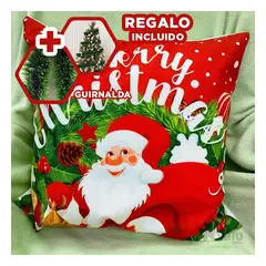GENERICO - Forro Almohodon Ligero de Merry Christmas Y+Guirnalda Nav