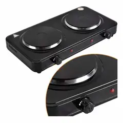 GENERICO - Cocina Electrica 2 Hornillas de Mesa Portatil Moderna en Negro