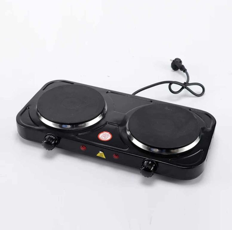 Cocina Electrica 2 Hornillas de Mesa Portatil Moderna en Negro