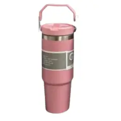 GENERICO - Termo-Taza Toma todo con asa ROSA 900 ml Acero Inoxidable
