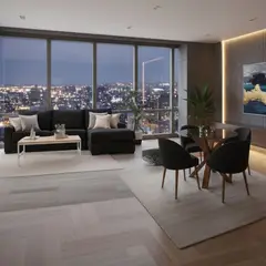 GENERICO - Combo Depi Seccional Moderno + Comedor Redondo 4 Sillas en Tela Chenille Antifluido – LMUEBLE