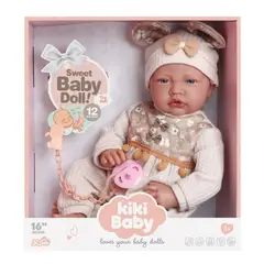 PEQUEÑAS TRAVESURAS - Muñeca Tipo Reborn Kiki Baby Pijama Orejitas 40 cm +12 Sonidos