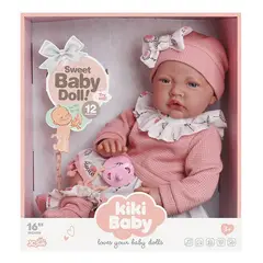 PEQUEÑAS TRAVESURAS - Muñeca Tipo Reborn Kiki Baby Ropa Rosada 40 cm +12 Sonidos