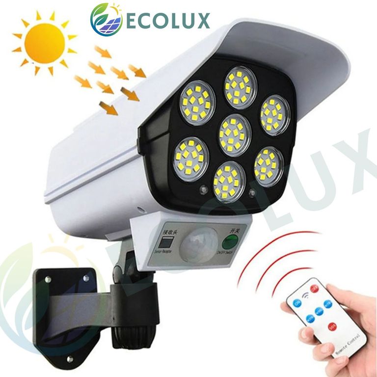 Lampara Foco con Panel Solar y Sensor de Movimiento