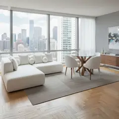 GENERICO - Combo Home: Seccional 230x150 cm + Comedor Redondo 4 Sillas – LMUEBLE