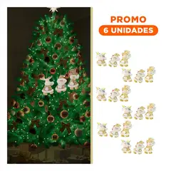 GENERICO - Pack6 Colgante Navideño para Arbol de Blanco y Dorado