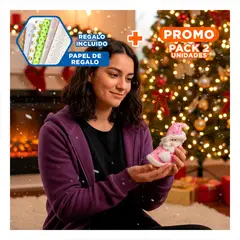 GENERICO - Pack2 Colgante de Reno de Rosado y Blanco Y+Papel de Regalo