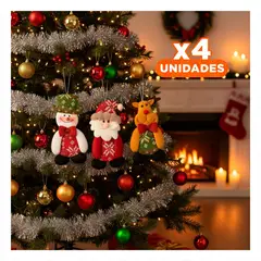 GENERICO - Pack4 Adornos de Reno de Rojo y Verde Y+Regalo Stickers