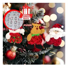 GENERICO - Adorno Navideño de Pared Rojo Blanco Verde Y+Regalo Stickers