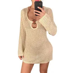 LIMA BIKINI - Salida de playa crochet manga larga