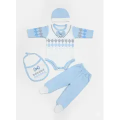 GENERICO - Ajuar Bebé - elegante celeste 4 piezas