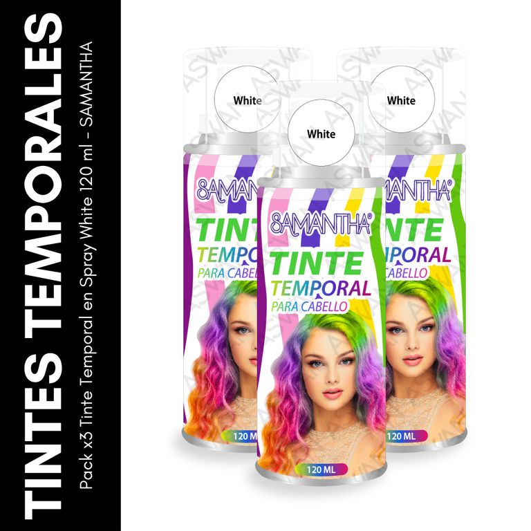 Pack x3 Tinte Temporal en Spray White 120 ml - SAMANTHA