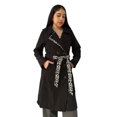 GENERICO - Gabardina animal Print de Drill con forro interno para mujer