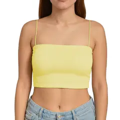 GENERICO - Top Straple Con Tirantes Cola De Rata Rib Grueso New-08 Color Amarillo