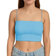 GENERICO - Top Straple Con Tirantes Cola De Rata Rib Grueso New-08 Color Celeste