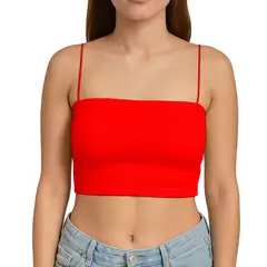 GENERICO - Top Straple Con Tirantes Cola De Rata Rib Grueso New-08 Color Rojo