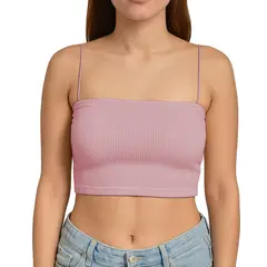 GENERICO - Top Straple Con Tirantes Cola De Rata Rib Grueso New-08 Color Rosado