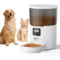 EVERSO - Dispensador Alimento Automático Perros Gatos Mascota 4l Blanco