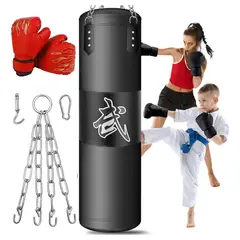 EVERSO - Saco De Boxeo Vacio Punching Ball Bag Box + Cadenas Negro