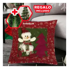 ANIMALIA - Forro Chic Almohadon Snowman con Brazos Y+Guirnalda Nav