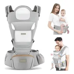 EVERSO - Mochila Portabebés Ergonómica Asiento Multifuncional 6 En 1 - Gris