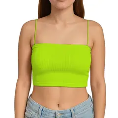 GENERICO - Top Straple Con Tirantes Cola De Rata Rib Grueso New-08 Color Limon