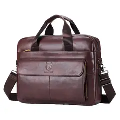 BULLCAPTAIN - Maletin cuero genuino negro Tapa caballeros