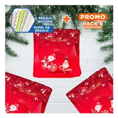 RYBIU IMPORT - Pack6 Cobertor Cojin Suave Santa y Trineo Y+Papel de Regalo