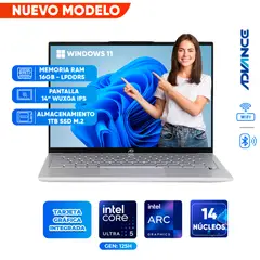 ADVANCE - Laptop NV7050, Core Ultra 5 125H, 16GB LPDDR5, 1TB SSD, 14 WUXGA IPS