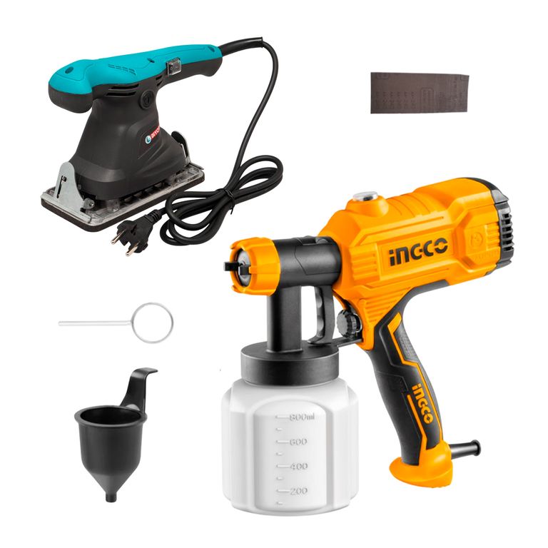 Pistola De Pintar 800ml + Lijadora Eléctrica 240w Con Acce