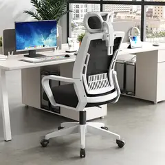 GENERICO - Silla Ergonómica con Asiento Amplio y Brazos Fijos Blanco