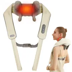 GENERICO - Masajeador de cuello Shiatsu con calor inalámbrico y recargable USB-C para alivio muscular