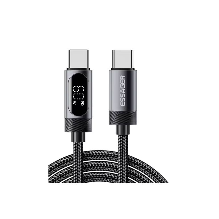 Cable de Carga Rápida con Pantalla - USB-C a USB-C 60w 1m