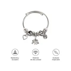 S&T - Pulsera estilo Coreana con Dijes Elefante Blanco