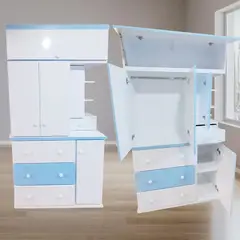 GENERICO - Ropero repisa organizador blanco con celeste