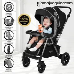 BABY - Coche Cuna De Lujo «SILVER» con Mango Reversible Black