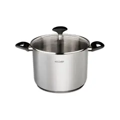 RECORD - OLLA ALTA DE ACERO INOXIDABLE GIA PLUS FONDO DIFUSOR N24 CON TAPA DE VIDRIO